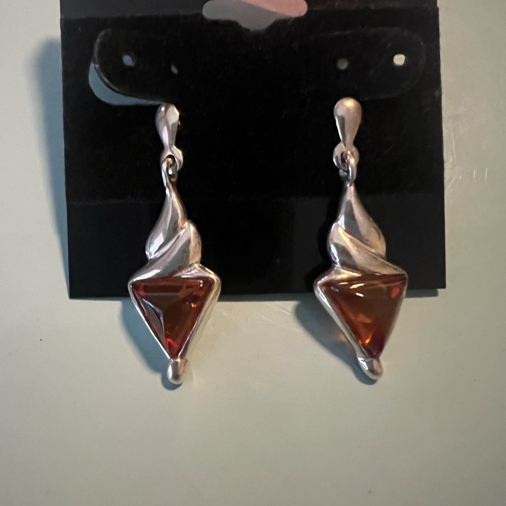 SOLD***Amber .925 Sterling Silver Earrings